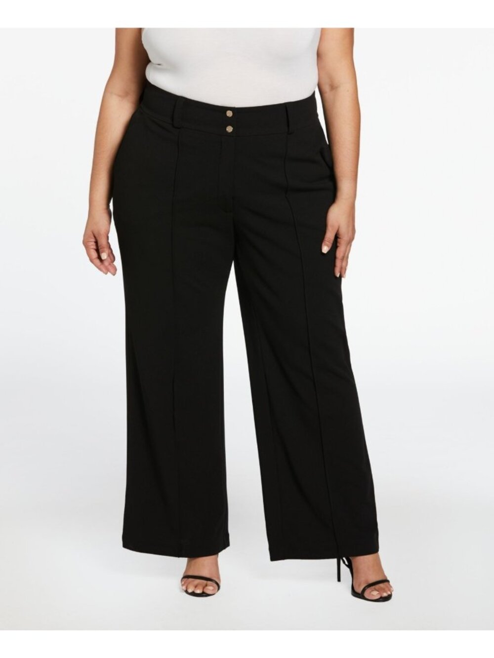 ELLA Rafaella Women Wide Leg Pants Black polyester Plus Size 16W $109 SALE